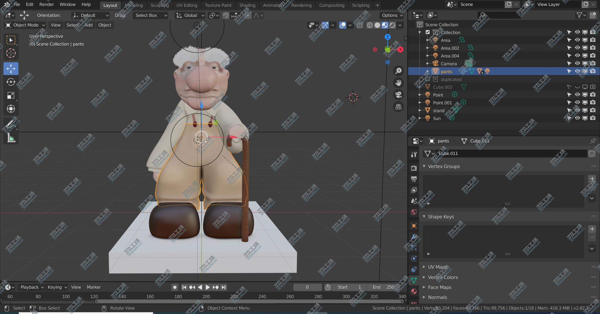 images/goods_img/20210313/Cartoon old man 3D character 3D model/4.jpg